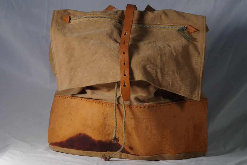canvas backpack with leather bottom Light Vintage Canvas and Leather Backpack – Put This On
