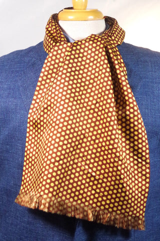 Brown and Yellow Polka Dotted Rayon Scarf