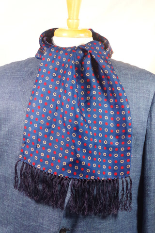 Beautiful Londonderry Blue and Red Polka Dotted Silk Scarf