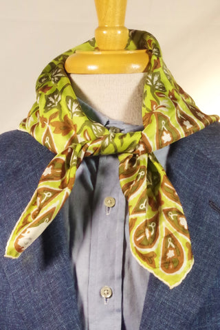Simonetta Italian Green Floral Silk Square Scarf