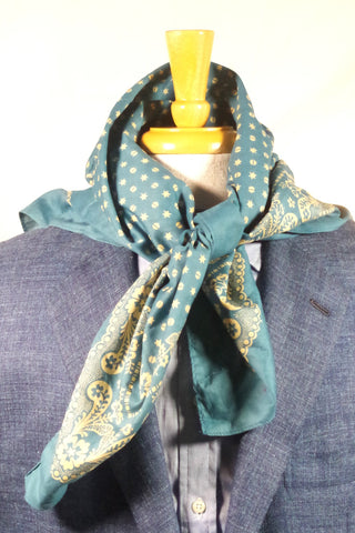 Lovely Indian Blue Cotton Scarf NOS
