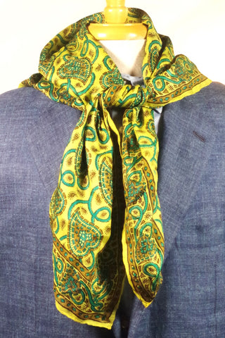 Beautiful Green Heart-Patterned Silk Square Scarf