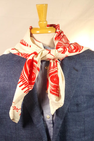 Vintage Red and White Samoa Cotton Scarf