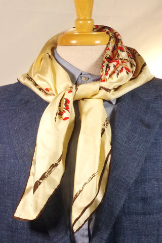 Bill Blass Cream Autumnal Silk Square Scarf