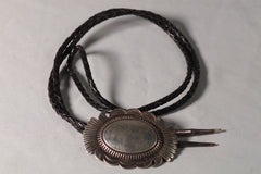 Bold Navajo Sterling Silver Bolo Tie