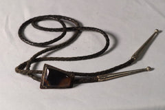 Sleek Silver and Agate Bolo Tie