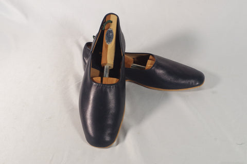 New Old Stock Brooks Brothers Navy Blue Leather House Slippers - Sz 11D