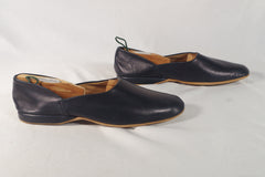 New Old Stock Brooks Brothers Navy Blue Leather House Slippers - Sz 11D