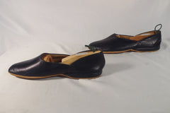 New Old Stock Brooks Brothers Navy Blue Leather House Slippers - Sz 11D