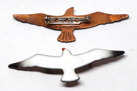 Fancy 1973 Copper and Enamel Seagull Pins