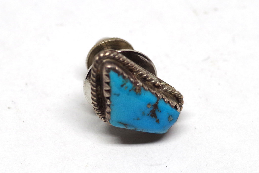 Lovely Native American Turquoise and Silver Tie Pin