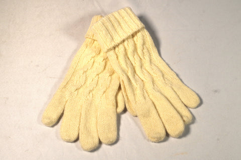 Soft White Cable Knit Gloves - Sz ~7