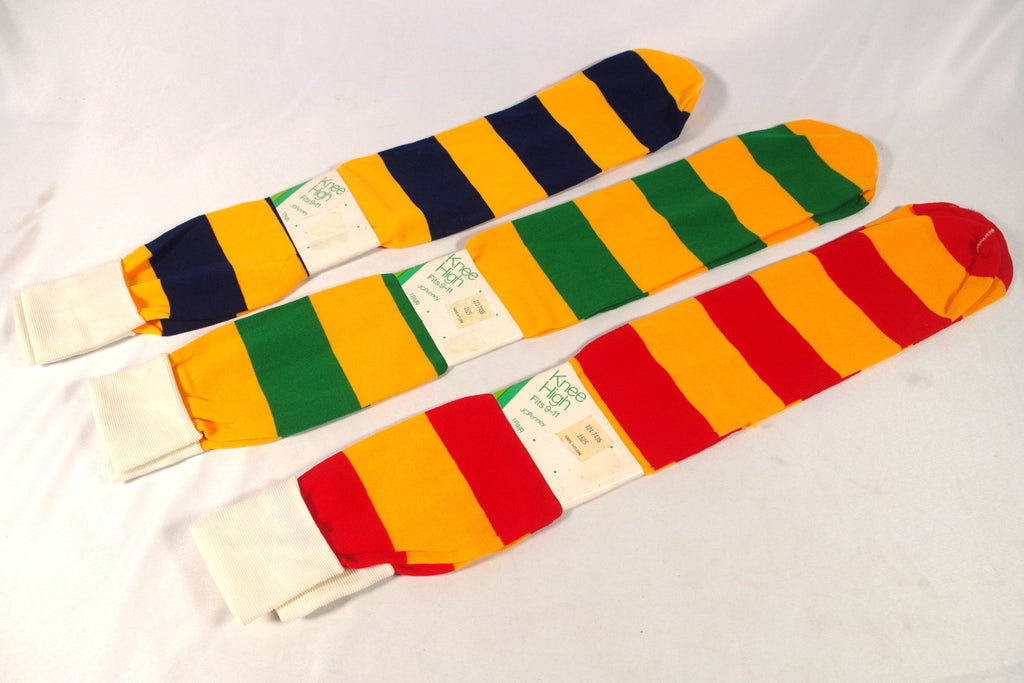 Vintage JC Penney Striped Knee-High Nylon Socks (NOS) - Sz 9-11