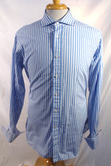 Alan Flusser Custom Blue Striped Dress Shirt - Sz 15.5