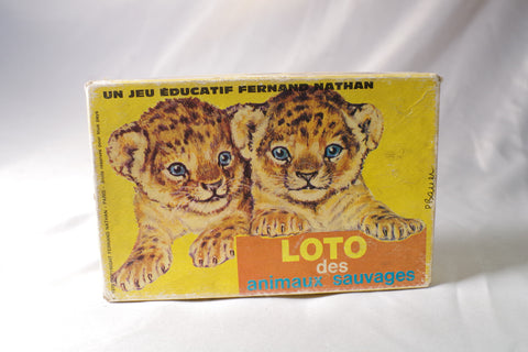 Adorable Vintage Loto des Animaux Sauvages Game Box
