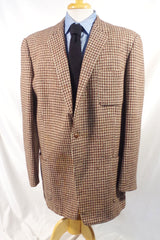 Vintage Brown Houndstooth Harris Tweed Sport Coat - Sz ~46
