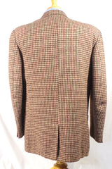 Vintage Brown Houndstooth Harris Tweed Sport Coat - Sz ~46