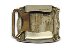 Art Deco Square Scroll Silver Plate Belt Buckle