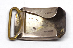 Gorgeous Feathered Hickok Sterling Silver Belt Buckle