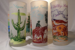 Beautiful Set of Frosted Southern California Souvenir Glasses