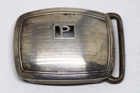 Bright "P" Sterling Silver Belt Buckle