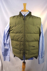 1980s Pioneer Wear Army Green Down Nylon Vest - Sz ML