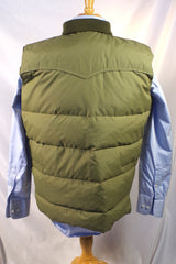 1980s Pioneer Wear Army Green Down Nylon Vest - Sz ML