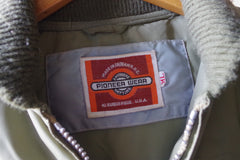 1980s Pioneer Wear Army Green Down Nylon Vest - Sz ML