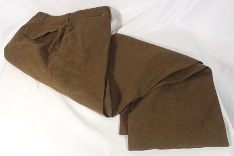 Vintage Olive Brown Wool Military Trousers - Sz ~34