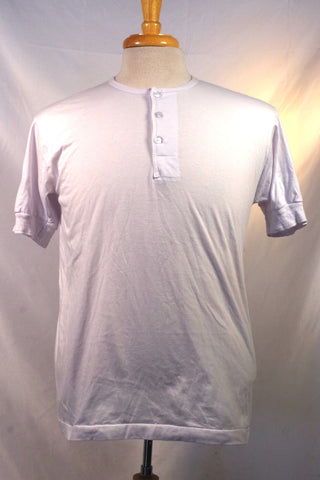 1960s "Race" Brand New Republican White Cotton Three-Button Henley Shirt - Sz 40