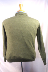 Earthy Olive Green Cashmere Polo Sweater - Sz ~38