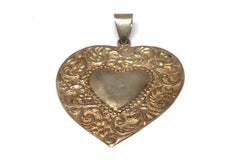 Intricate Vintage Metal Heart Pendant