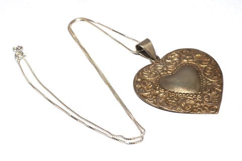 Intricate Vintage Metal Heart Pendant