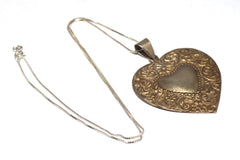 Intricate Vintage Metal Heart Pendant