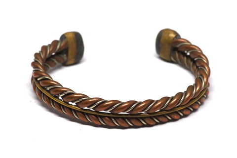 Multicolored Braided Copper Cuff Bracelet