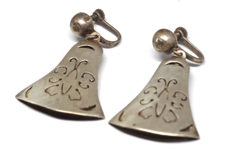 Mexican Sterling Silver Butterfly Screwback Earrings