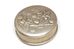 Art Nouveau Frainier Chestnut Leaf and Burr Sterling Silver Pill Box