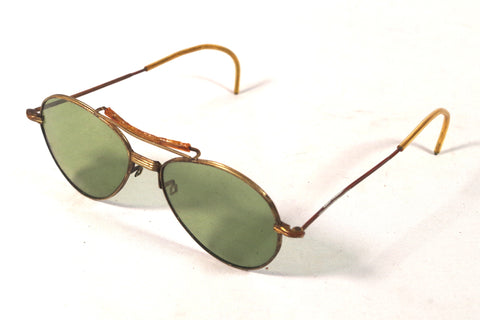 Vintage US Navy Green-Tinted Aviator Sunglasses