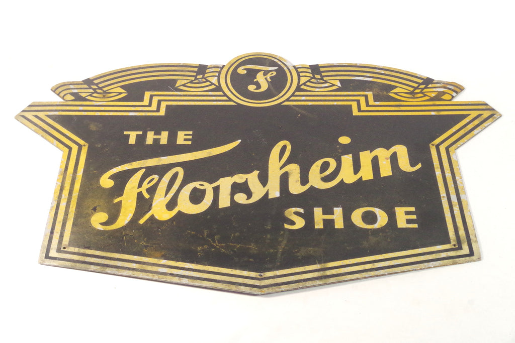 Vintage Metal Enameled Florsheim Shoe Sign