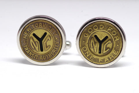 Sterling-Backed NYC Subway Token Cufflinks