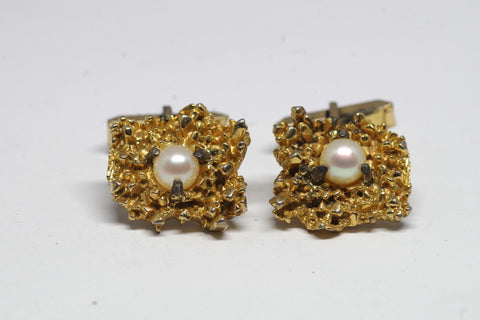 Lovely Sterling Gilt and Pearl Cufflinks