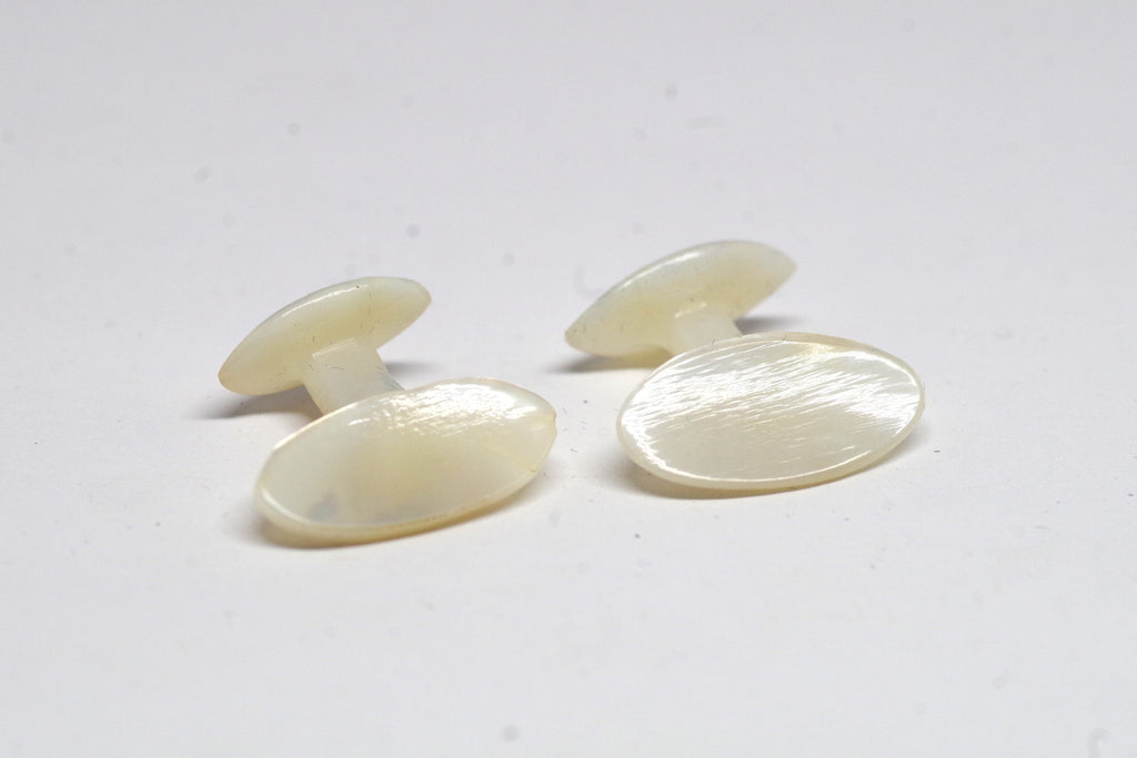 Oval Hand Carved Mother of Pearl Cufflinks