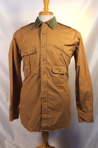 Rustic I.Magnin Tan Cotton Hunting Shirt - Sz XL (17-17.5)