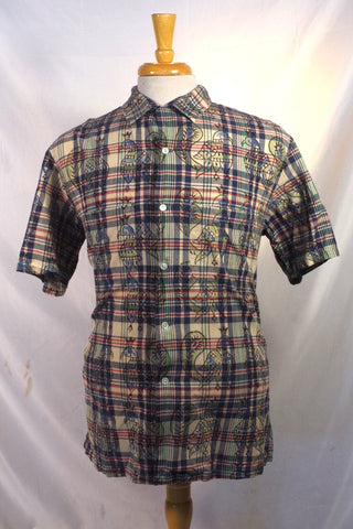 Beams Japanese Plaid Peacock Madras Cotton Shirt - Sz XL