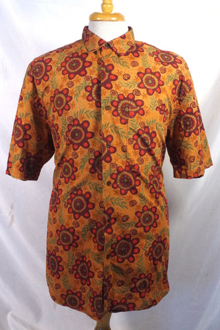 Stylish Banana Republic Orange Passionflower Cotton Aloha Shirt - Sz L