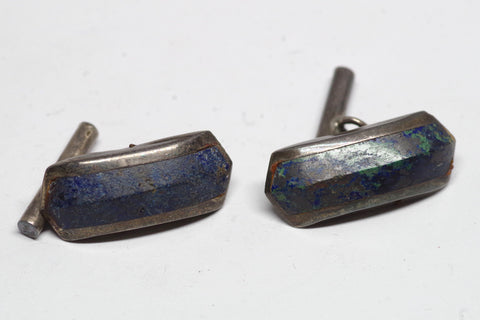 Taxco Sterling Silver and Lapis Cufflinks