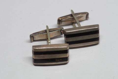 Sterling Silver Sarah Coventry Striped Cufflinks