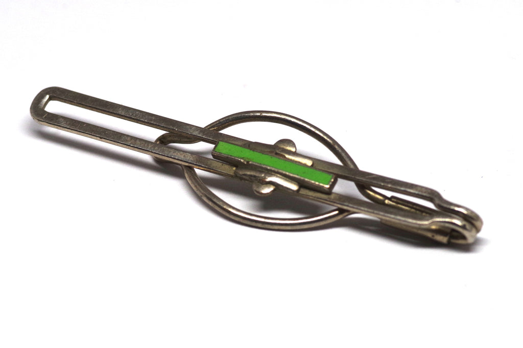 Art Deco Green Stone Tie Bar