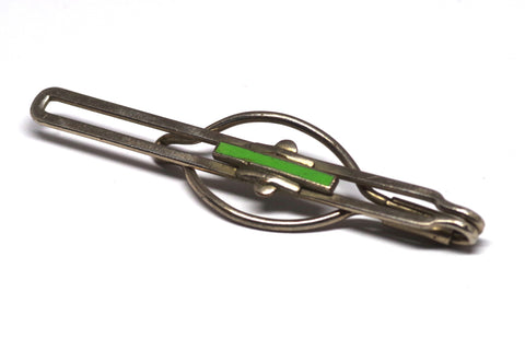 Art Deco Green Stone Tie Bar