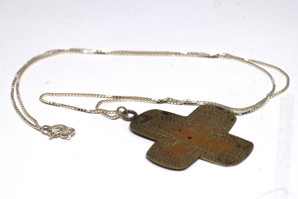 Lightweight Flattened Cross Silver Necklace